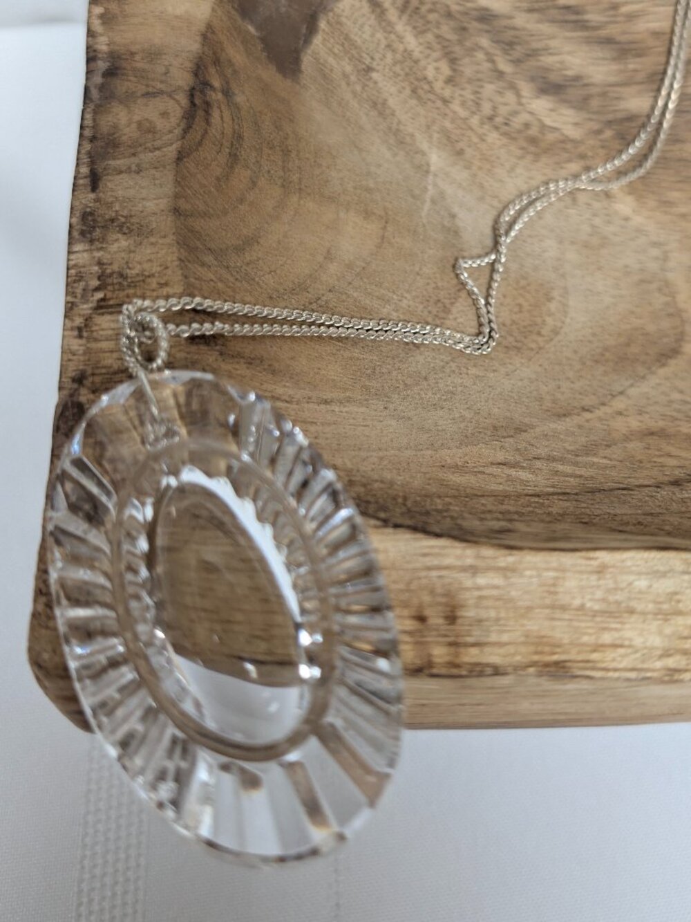 Vintage Waterford Crystal Large Pendant 925 Silver Chain Necklace